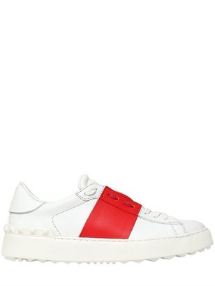 Valentino Open Leather Sneakers With Band Detail