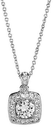 Nadri Cushion Cut Cubic Zirconia Pendant with Pave Frame-SILVER-One Size