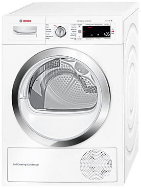 Bosch WTW87560GB Heat Pump Condenser Tumble Dryer, 9kg Load, A++ Energy Rating, White