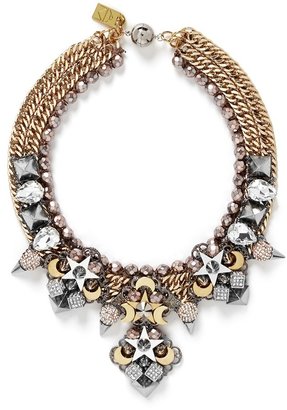 Assad Mounser Moon crystal square curb chain necklace