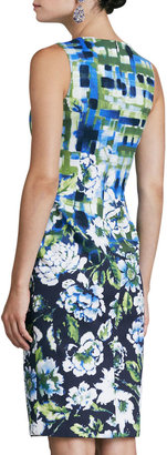 Oscar de la Renta Sleeveless Mixed Floral-Print Dress