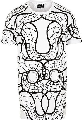 River Island MensWhite Systvm monochrome swirl print t-shirt
