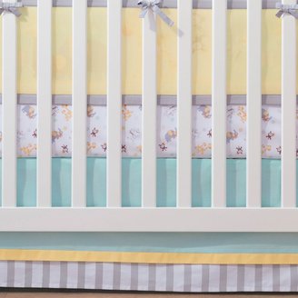 BreathableBaby Mix & Match Breathable Crib Skirt in Aqua and Grey Stripe