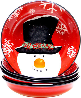 JCPenney Certified International Top Hat Snowman Set of 4 Soup/Cereal Bowls