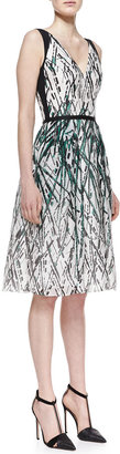 Carolina Herrera Paint-Splatter Pocket Silk Dress