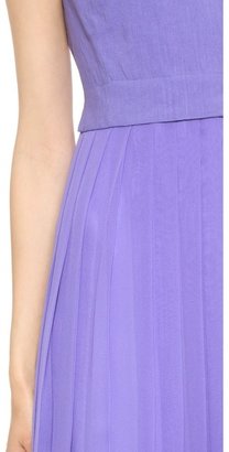 Rebecca Taylor V Neck Dress with Pleated Skirt