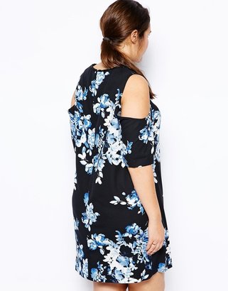 ASOS CURVE Exclusive Cold Shoulder Dress In Floral Print