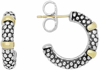 Lagos 18K Gold and Sterling Silver Caviar Beaded Hoop Earrings