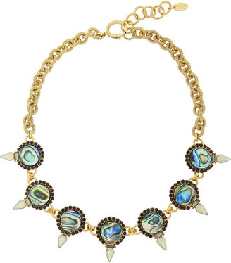 Elizabeth Cole Gold-plated mother of pearl and crystal bib necklace