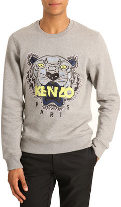Kenzo Flecked grey T-shirt ith Tiger embroidery - Sale