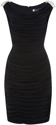 JS Collections Rouched jersey dress with embellished shoulder