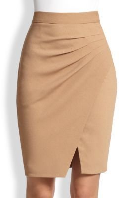 L'Agence Asymmetrical Draped-Pleat Wrap-Effect Skirt