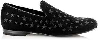 Jimmy Choo Sloane Black Suede Slippers With Glitter Stars
