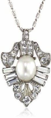 Ben-Amun Jewelry Pearl and Crystal Navette Pendant Necklace