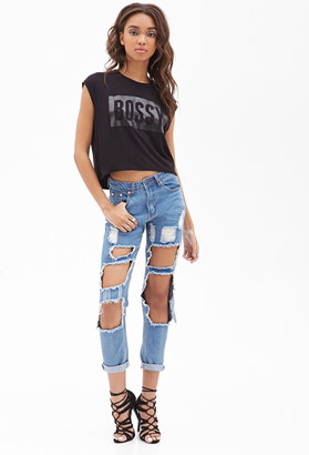 Forever 21 bossy graphic muscle tee