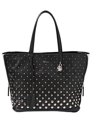 Alexander McQueen Padlock Studded Two Tone Leather Tote