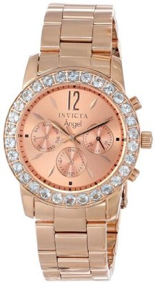 Invicta Women's 14158 "Angel" 18k Rose Gold Ion-Plated Stainless Steel and Aquamarine Watch