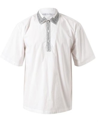 James Long Embroidered Collar Cotton Shirt
