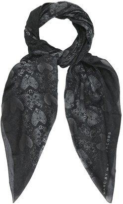 Marc by Marc Jacobs Black snake print cotton blend scarf