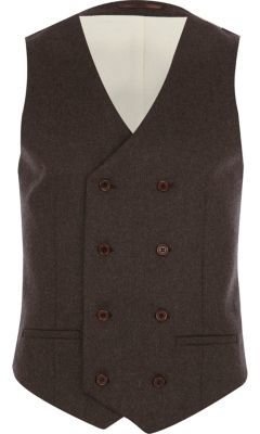 River Island Dark brown tweed waistcoat