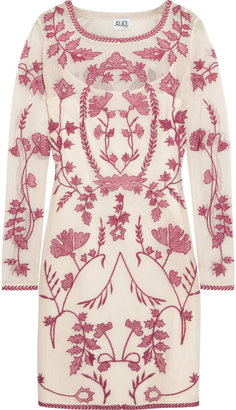 ALICE by Temperley Clover embroidered cotton-mesh mini dress
