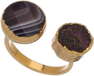 Janna Conner Designs Gold Vi Botswana Agate and Charcoal Ring