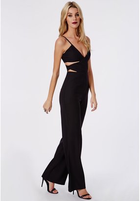 Missguided Strappy Cut-Out Wide Leg Jumpsuit Black