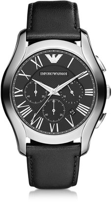 Emporio Armani Valente Black Leather Strap Chronograph WatchMen's Watch