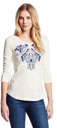 Lucky Brand Women's Floral Cut Out Tee