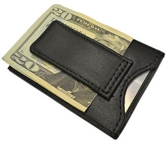 Royce Leather Slim Luxury Magnetic Money Clip Wallet, Black
