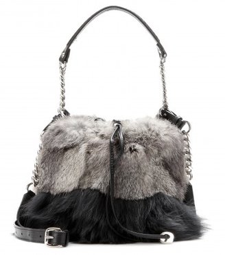Jimmy Choo Evie Fur And Leather Drawstring Bag