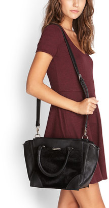 Forever 21 FOREVER 21+ Faux Leather & Calf Hair Satchel