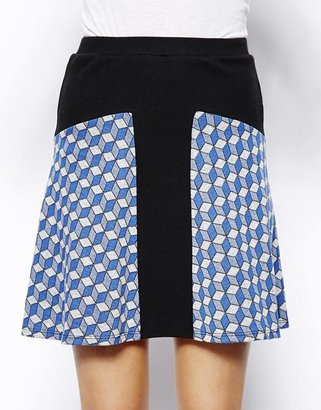 Zooey Love High Waisted Circle Skirt in Geo Jacquard Knit