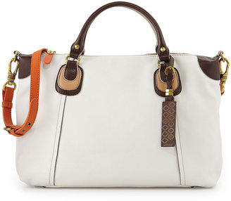 Oryany Maria Colorblock Leather Satchel Bag, White Multi
