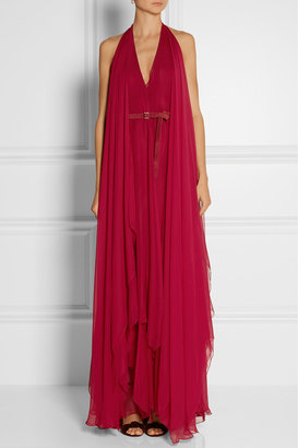 Donna Karan Belted silk-chiffon gown