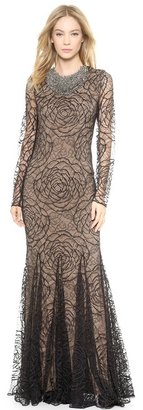 Vera Wang Collection Lace Godet Mermaid Gown