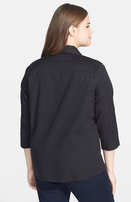 Foxcroft Plus Size Women's Shaped Johnny Collar Shirt