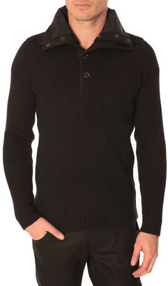 G Star G-STAR Fibrick Black Half-Zip Denim Sweater