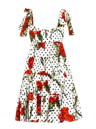Dolce & Gabbana Carnation and polka-dot print dress