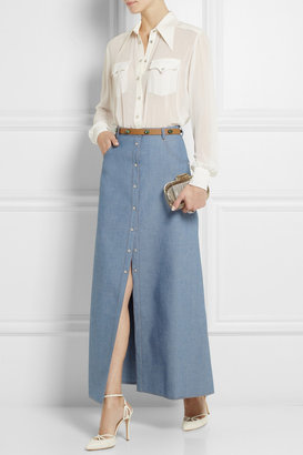 Alessandra Rich Georgette blouse and chambray maxi skirt set