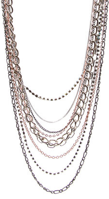 Oasis Metal Sheen Multi Row Chain Stone Rope Necklace