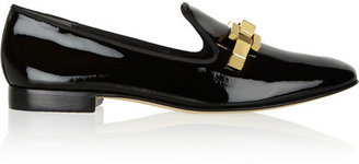 Tory Burch Isaac embellished patent-leather slippers