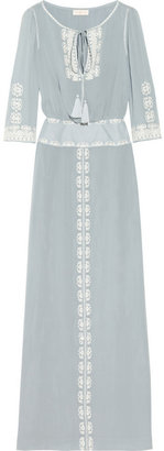Tory Burch Charlize embroidered silk-georgette gown