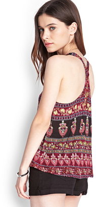 Forever 21 Printed Crossback Keyhole Top