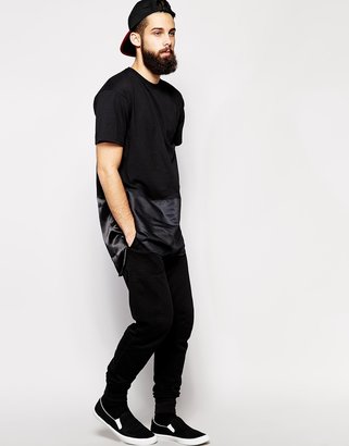 The Ragged Priest Longline T-Shirt with Leather Look Hem