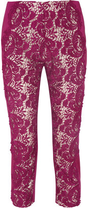 Lover Courtney guipure lace and twill straight-leg pants