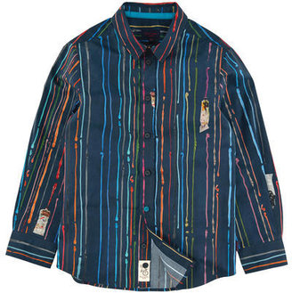 Paul Smith JUNIOR navy blue striped percale shirt