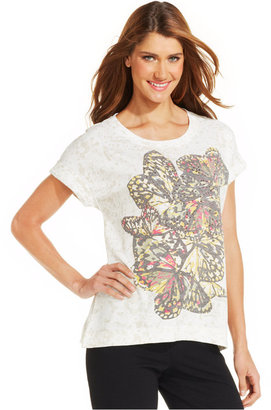Style&Co. Sport Short-Sleeve Butterfly-Print Pullover