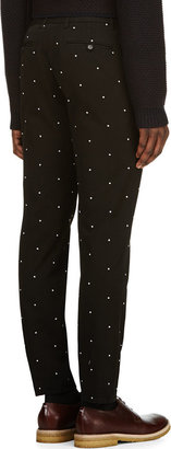 Band Of Outsiders Black Cotton Embroidered Polkadot Trousers