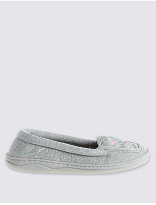 M&S Collection Heart Embroidered Moccasin Slippers